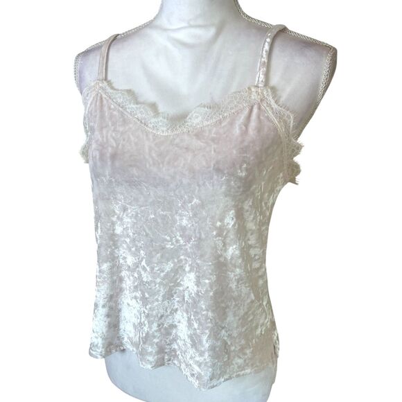 VTG Y2K Lace Trim Pink Velvet Babydoll Cami L Coquette Fairy Romantic Soft Girl - Picture 1 of 13
